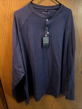 Long Sleeve Henley Shirt - Navy